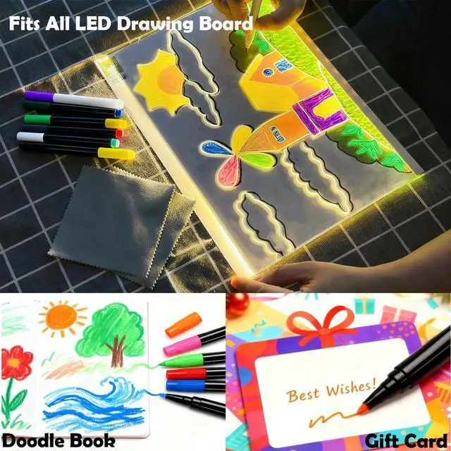 Alt view image 7 of 7 - 12-Color Markers for LED Drawing Board, Erasable Light Board Marker Pens for LED Note Board Acrylic Dry Erase Board Fridge Calendar Doodle Book with Microfiber Cleaning Cloths