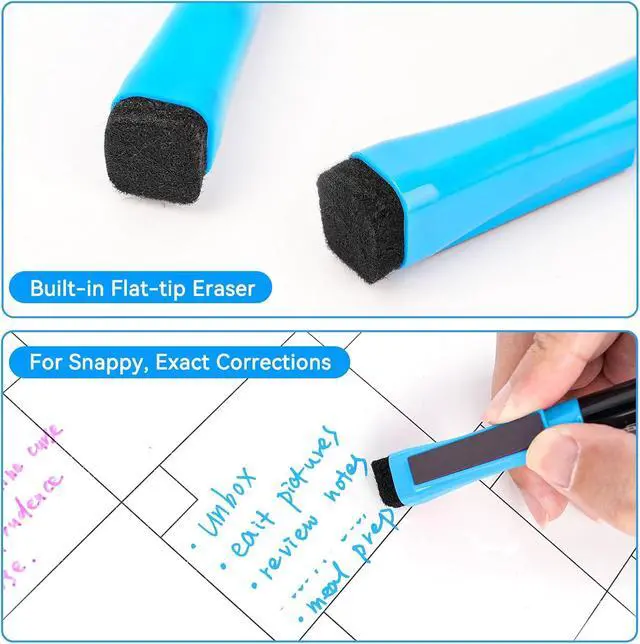 Alt view image 5 of 7 - maxtek Magnetic Dry Erase Markers with Eraser, Ultra Fine Tip, 12 Colors