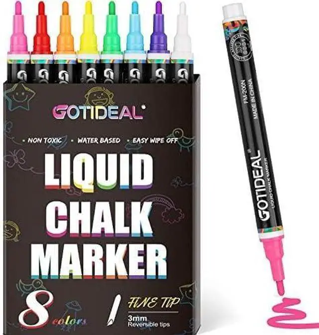 Main image of GOTIDEAL Liquid Chalk Markers, Fine Tip 8 Colors
