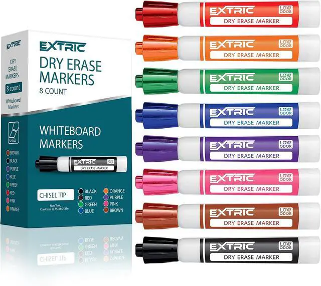 Main image of EXTRIC Dry Erase Markers Chisel Tip 8 PK Whiteboard Markers Non-Toxic