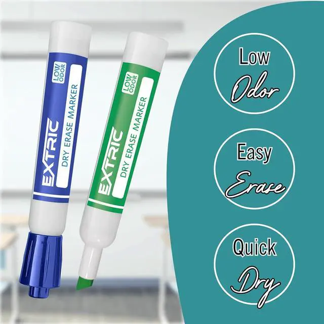 Alt view image 3 of 7 - EXTRIC Dry Erase Markers Chisel Tip 8 PK Whiteboard Markers Non-Toxic
