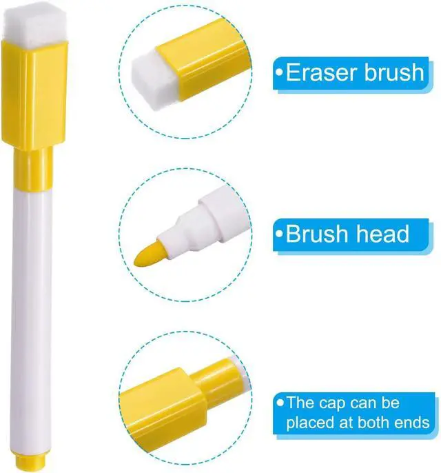 Alt view image 4 of 6 - PATIKIL Dry Erase Marker Pens Yellow Ink Point with Eraser Cap 30Pcs