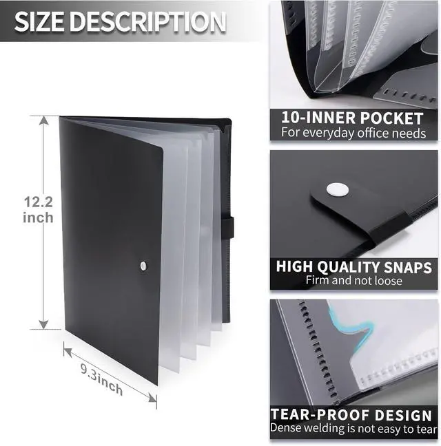 Alt view image 4 of 7 - Cesil 10-Pocket A4 Paper Project Organizer Folders with Snap Button