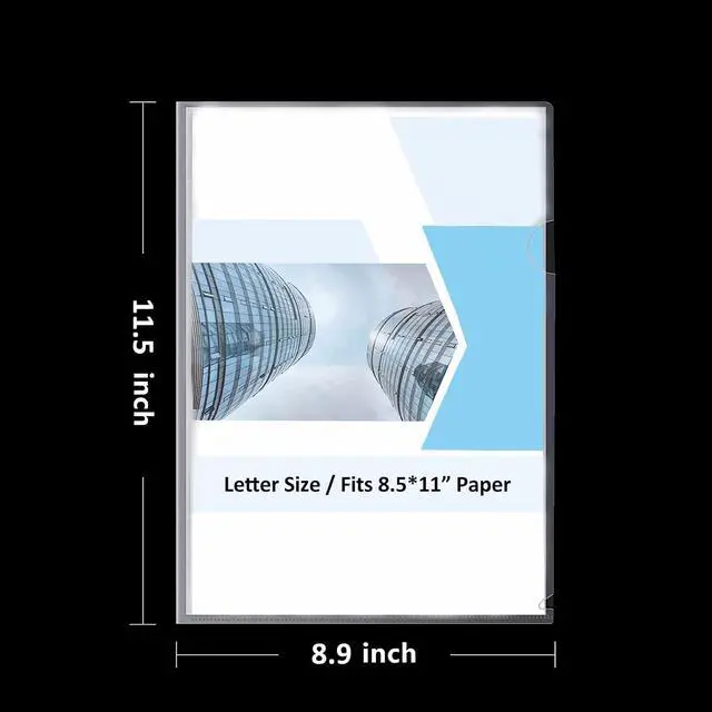 Alt view image 2 of 7 - 10 Pack Clear Document Folder, L-Type Plastic File Clear Folders Letter Size, Project Pockets Plastic Sleeves Transparent Folder for Office & School