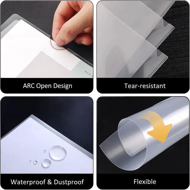 Alt view image 4 of 7 - 10 Pack Clear Document Folder, L-Type Plastic File Clear Folders Letter Size, Project Pockets Plastic Sleeves Transparent Folder for Office & School