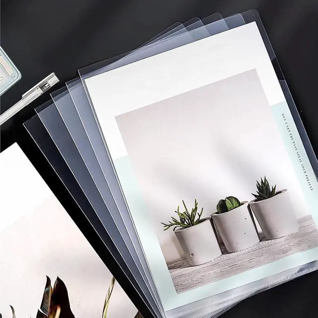 Alt view image 7 of 7 - 10 Pack Clear Document Folder, L-Type Plastic File Clear Folders Letter Size, Project Pockets Plastic Sleeves Transparent Folder for Office & School