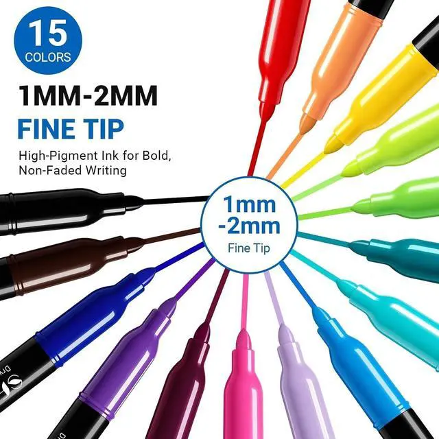 Alt view image 2 of 7 - SFAIH Fine Tip Dry Erase Markers, 15 Colors, 30 Pack, 1-2mm Line, Low Odor