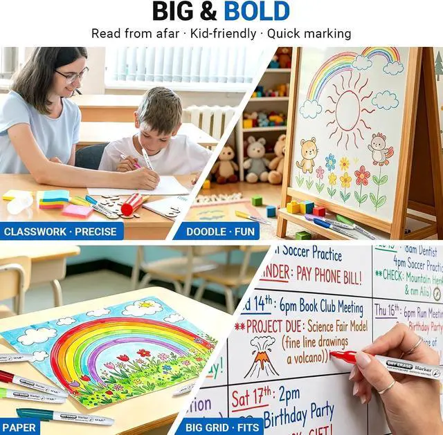 Alt view image 5 of 7 - SFAIH Fine Tip Dry Erase Markers, 15 Colors, 30 Pack, 1-2mm Line, Low Odor