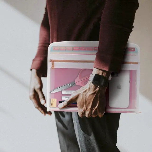 Alt view image 7 of 7 - Mukawa 13 Pocket Zippered Expanding File Folder, Accordion File Organizer for Documents Letter Size A4 Papers (Pink)
