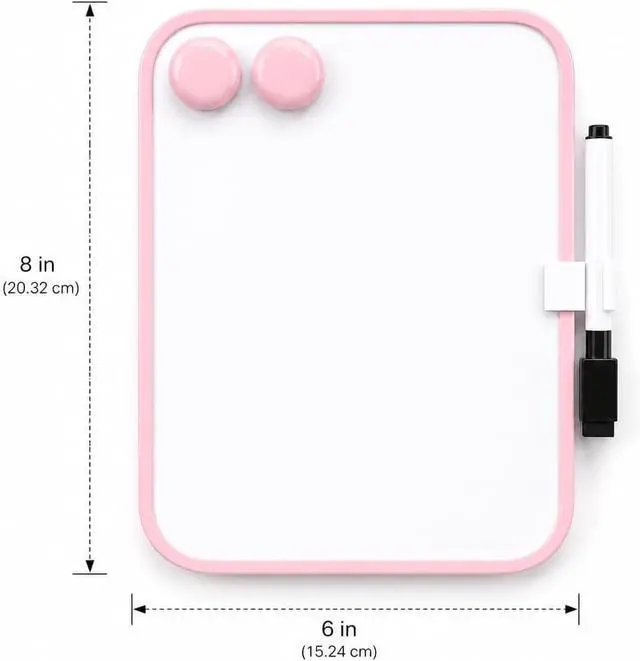 Alt view image 2 of 7 - 6 x 8 Mini Whiteboard with Erasable Markers and 2 Round Magnets (Pink)