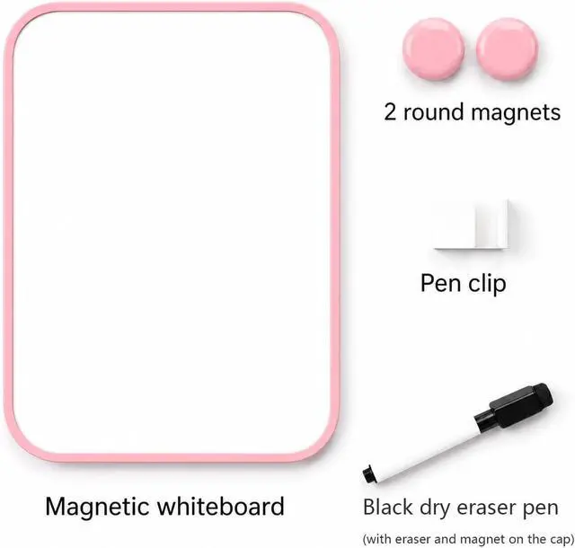 Alt view image 3 of 7 - 6 x 8 Mini Whiteboard with Erasable Markers and 2 Round Magnets (Pink)