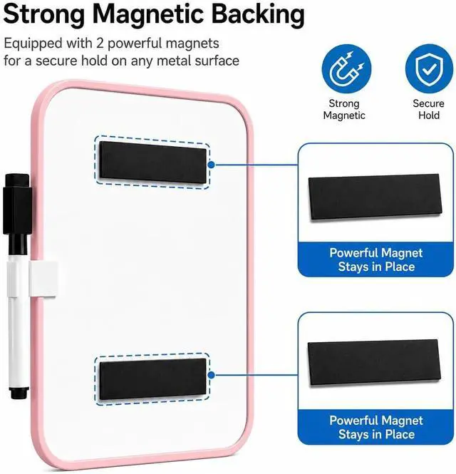 Alt view image 6 of 7 - 6 x 8 Mini Whiteboard with Erasable Markers and 2 Round Magnets (Pink)