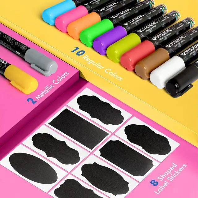Alt view image 3 of 7 - GOTIDEAL Chalk Markers, 12 Colors Liquid Chalk Markers for Blackboard