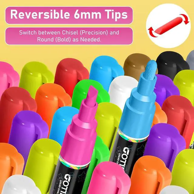 Alt view image 4 of 7 - GOTIDEAL Chalk Markers, 12 Colors Liquid Chalk Markers for Blackboard