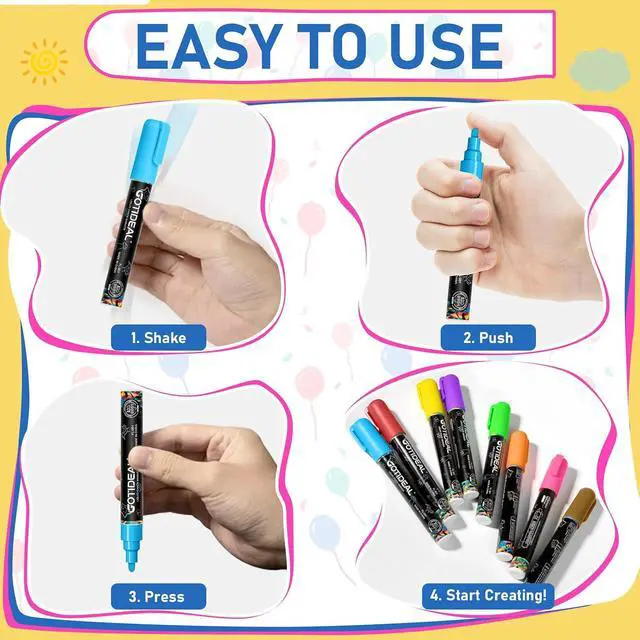 Alt view image 7 of 7 - GOTIDEAL Chalk Markers, 12 Colors Liquid Chalk Markers for Blackboard