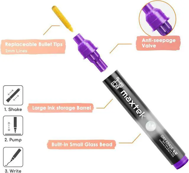 Alt view image 6 of 7 - maxtek Dry Erase Markers, Neon Colors, 6 Count