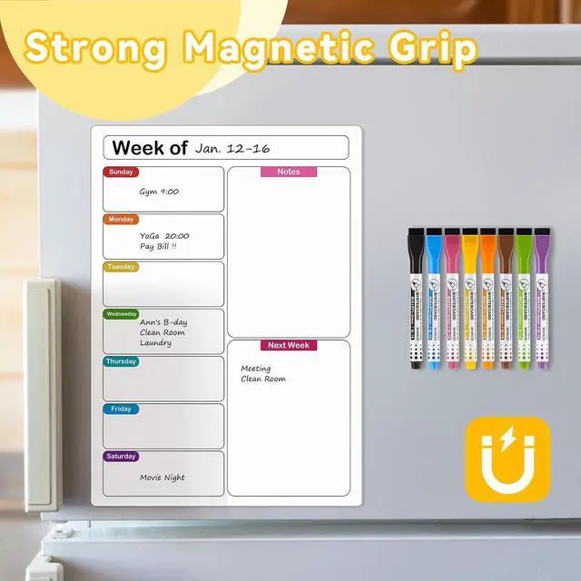 Alt view image 4 of 6 - WALGLASS Dry Erase Markers, 8 Count Magnetic Whiteboard Markers with Eraser, Fine Tip For Writing on White Board, Dry Erase Calendar Board, Fridge Calendar for School Office Home - 8 Colors