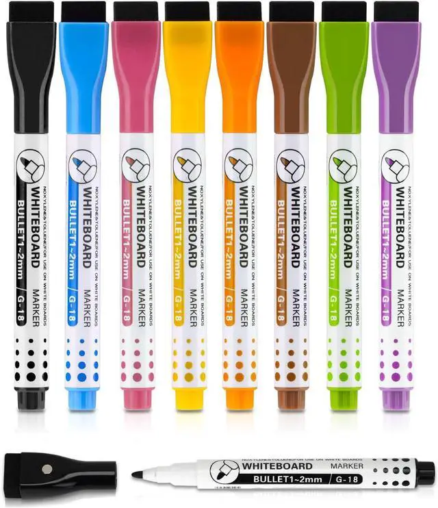 Alt view image 6 of 6 - WALGLASS Dry Erase Markers, 8 Count Magnetic Whiteboard Markers with Eraser, Fine Tip For Writing on White Board, Dry Erase Calendar Board, Fridge Calendar for School Office Home - 8 Colors