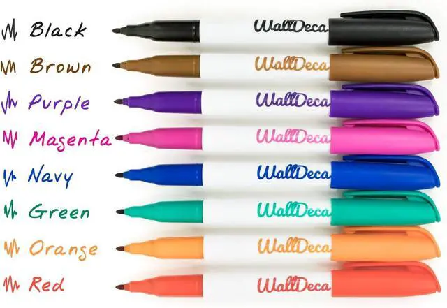 Alt view image 2 of 7 - WallDeca Wet Erase Markers Fine Point, 8 Assorted Colors, Durable Tips