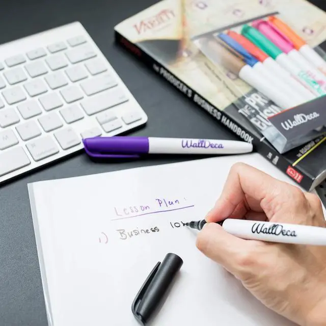 Alt view image 5 of 7 - WallDeca Wet Erase Markers Fine Point, 8 Assorted Colors, Durable Tips