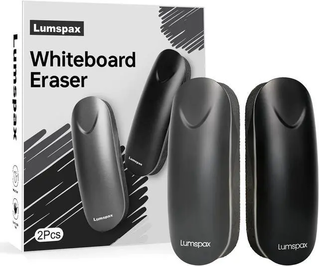 Main image of Magnetic White Board Eraser, Glass Board Erasers, 2 Pack, Dry Erase Eraser for Dry Erase Board and Glass Board, Office and School Supplies (Gray and Black)