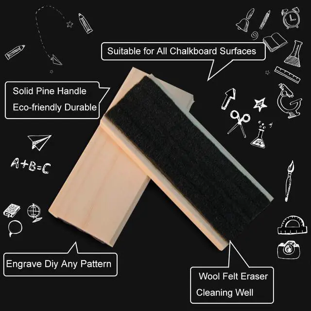 Alt view image 4 of 6 - 2 PCS Chalkboard Eraser Premium Wool Felt 5.3" X 2.2" X 0.9"