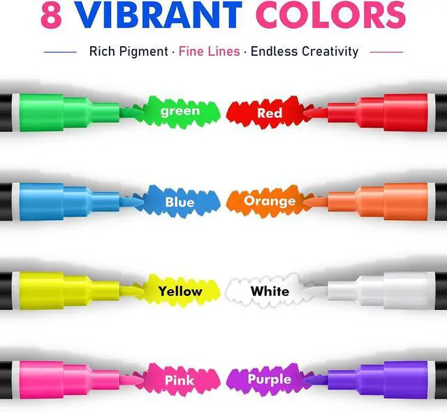 Alt view image 2 of 7 - Timart Fine Tip Chalk Markers, Liquid Chalk Pens-8 Pack, 1mm Point