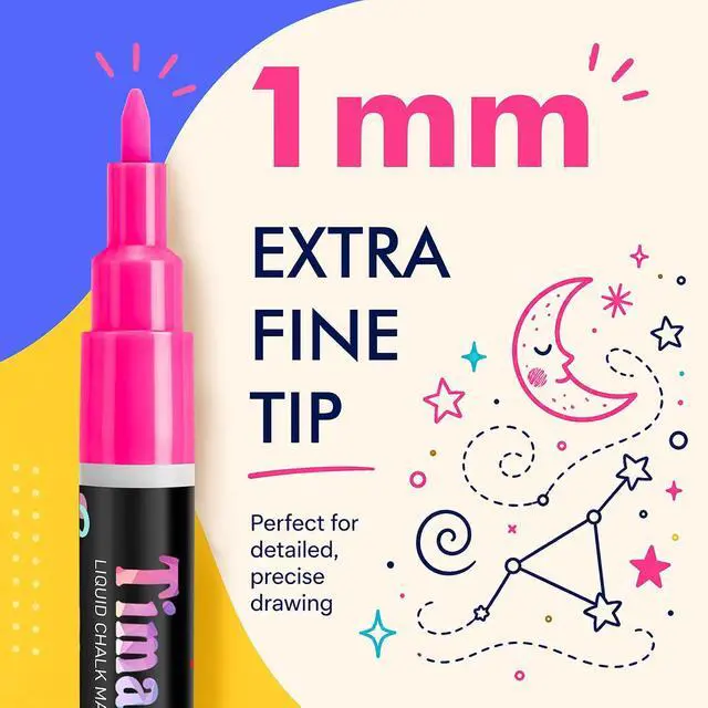 Alt view image 3 of 7 - Timart Fine Tip Chalk Markers, Liquid Chalk Pens-8 Pack, 1mm Point