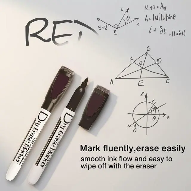 Alt view image 6 of 7 - Volcanics Magnetic Dry Erase Markers, Fine Tip 1mm, Black, 12 Pack