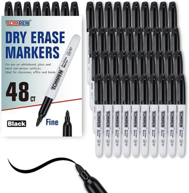 Main image of Dry Erase Markers Fine Tip,Black,48 Count Bulk,Thin Erasable Whiteboard Markers with Low Odor Ink Quick-Drying for Calendar Boards Office Home School Writing Planning