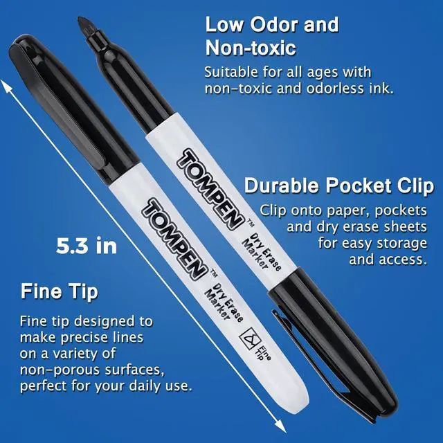 Alt view image 3 of 7 - Dry Erase Markers Fine Tip,Black,48 Count Bulk,Thin Erasable Whiteboard Markers with Low Odor Ink Quick-Drying for Calendar Boards Office Home School Writing Planning