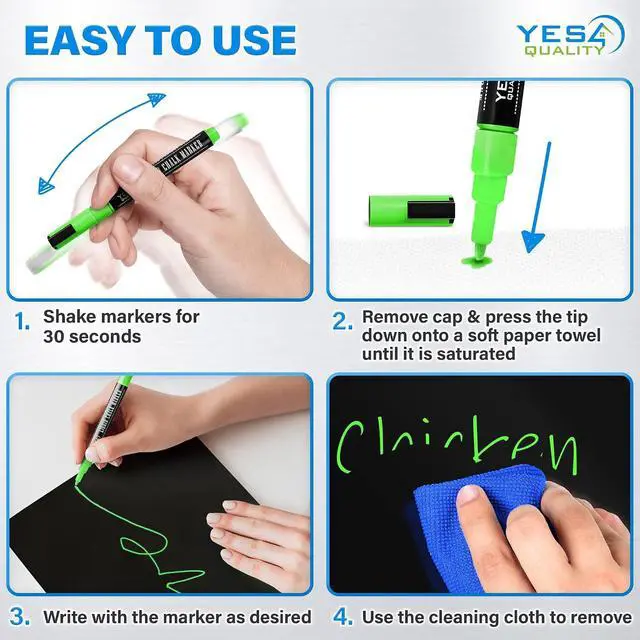 Alt view image 7 of 7 - 12 x 8 Magnetic Black Dry Erase Board for Fridge w/ 3 Markers & Eraser