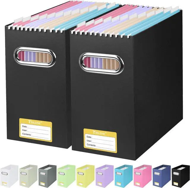 Main image of BALEINE 2PK File Organizer Box, Cardboard File Folder Organizer with Handle