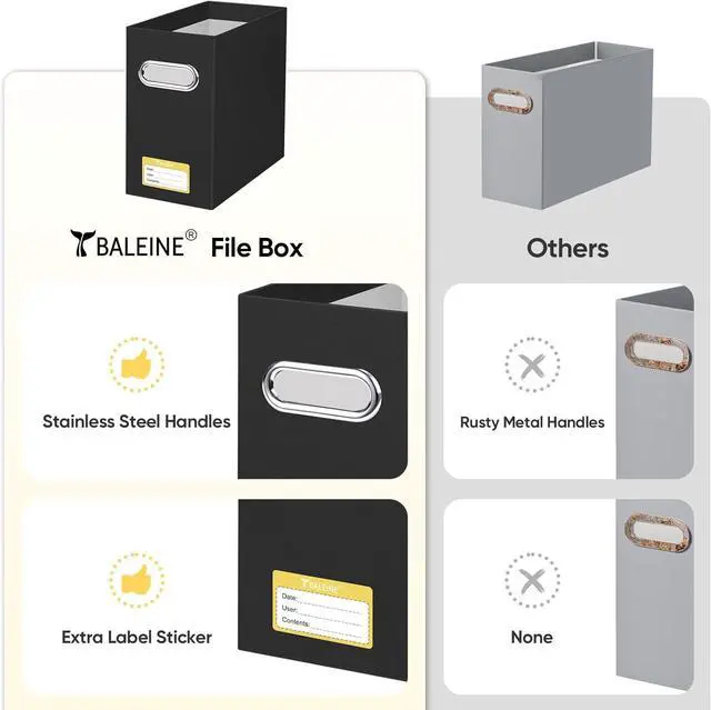 Alt view image 5 of 7 - BALEINE 2PK File Organizer Box, Cardboard File Folder Organizer with Handle