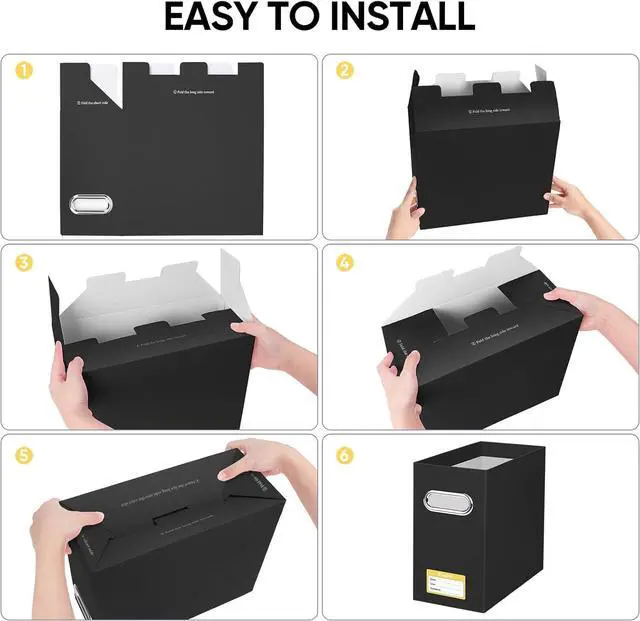 Alt view image 6 of 7 - BALEINE 2PK File Organizer Box, Cardboard File Folder Organizer with Handle