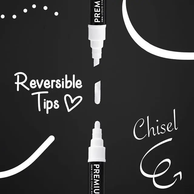 Alt view image 4 of 7 - SAVVY & SORTED Erasable White Chalk Markers, 2PK 3mm Liquid Fine Tip Pens Chalkboard Bistro Marker for Glass Window Board