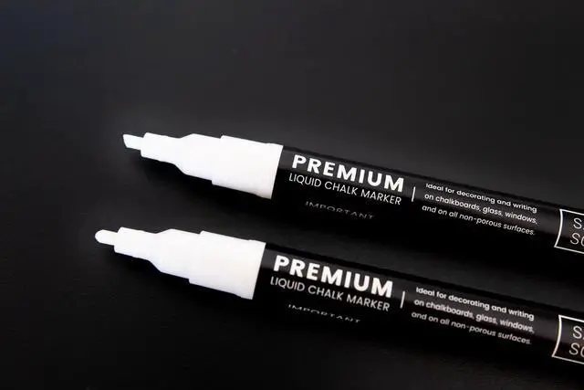 Alt view image 5 of 7 - SAVVY & SORTED Erasable White Chalk Markers, 2PK 3mm Liquid Fine Tip Pens Chalkboard Bistro Marker for Glass Window Board