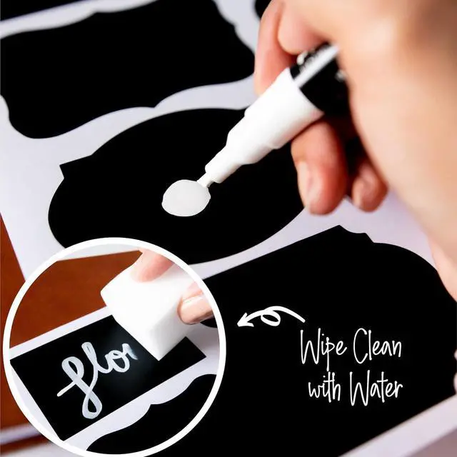 Alt view image 6 of 7 - SAVVY & SORTED Erasable White Chalk Markers, 2PK 3mm Liquid Fine Tip Pens Chalkboard Bistro Marker for Glass Window Board