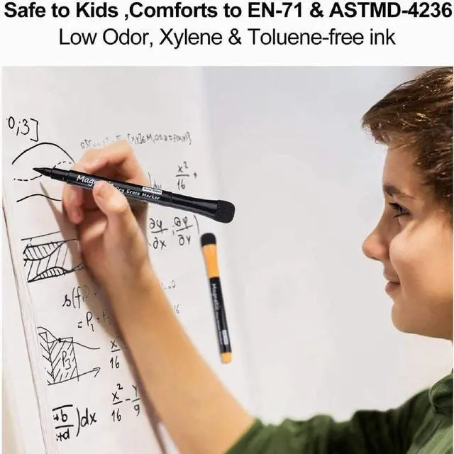 Alt view image 5 of 7 - LivDeal Magnetic Dry Erase Markers - Fine Tip, Assorted Colors, 8 Pack, Low Odor Whiteboard markers for kids, Work On White board & Calendar, Refrigerator, (OF038)