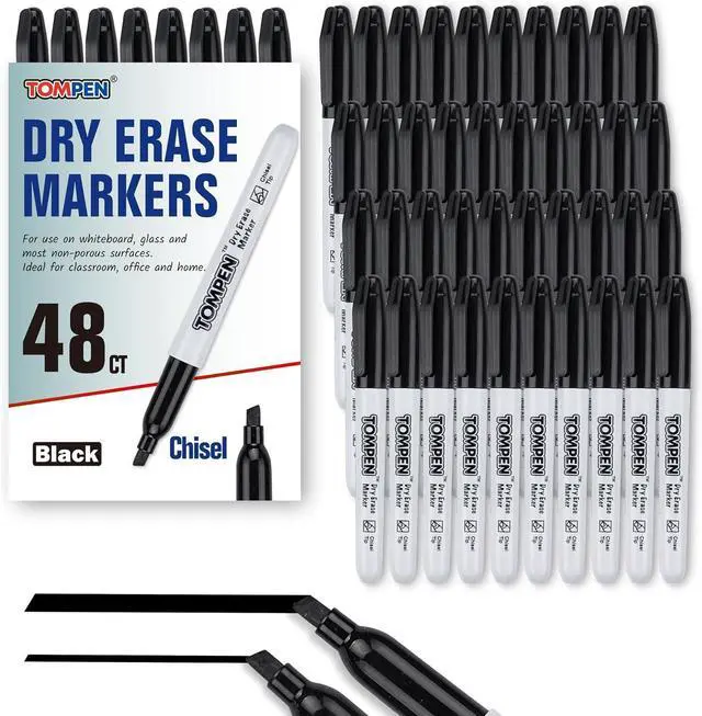 Main image of Dry Erase Markers Chisel Tip Black,48 Count Bulk,Erasable Whiteboard Markers with Low Odor Ink Quick-Drying for Calendar Boards Office Home School Writing Planning