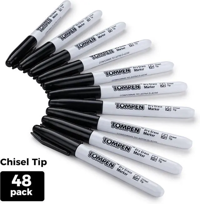 Alt view image 2 of 7 - Dry Erase Markers Chisel Tip Black,48 Count Bulk,Erasable Whiteboard Markers with Low Odor Ink Quick-Drying for Calendar Boards Office Home School Writing Planning