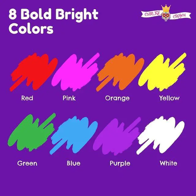 Alt view image 2 of 4 - CHALKY CROWN Liquid Chalk Markers - Bold Chalkboard Markers - 8 Pack, 6mm
