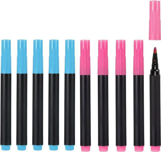 Main image of PATIKIL Dry Erase Marker Pens, 10 Pack Sky Blue+Pink Ink Fine Point Low Odor Whiteboard for Office Home Classroom, Black