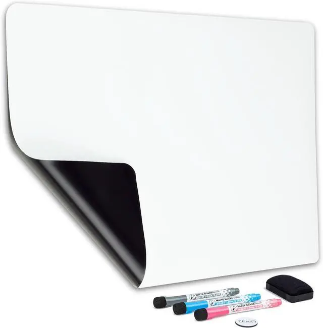 Main image of 19x13 Magnetic Dry Erase White Board for Fridge w/ 3 Markers & Eraser