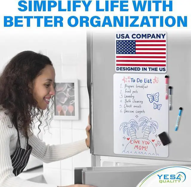 Alt view image 2 of 6 - 19x13 Magnetic Dry Erase White Board for Fridge w/ 3 Markers & Eraser