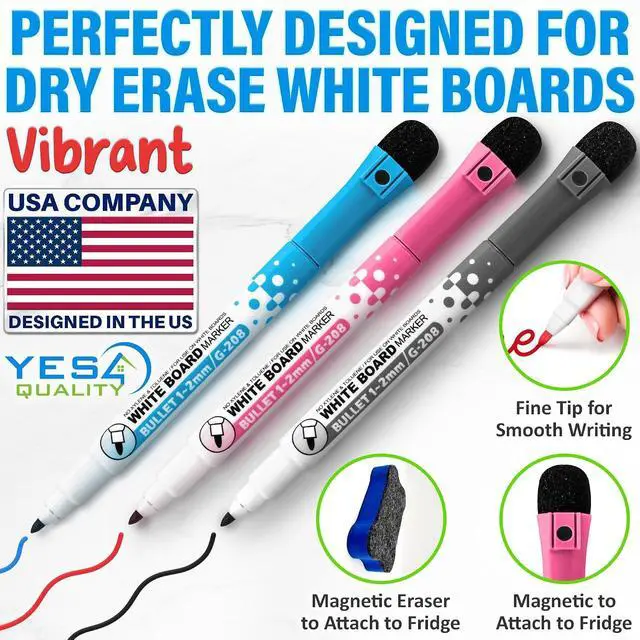 Alt view image 3 of 6 - 19x13 Magnetic Dry Erase White Board for Fridge w/ 3 Markers & Eraser