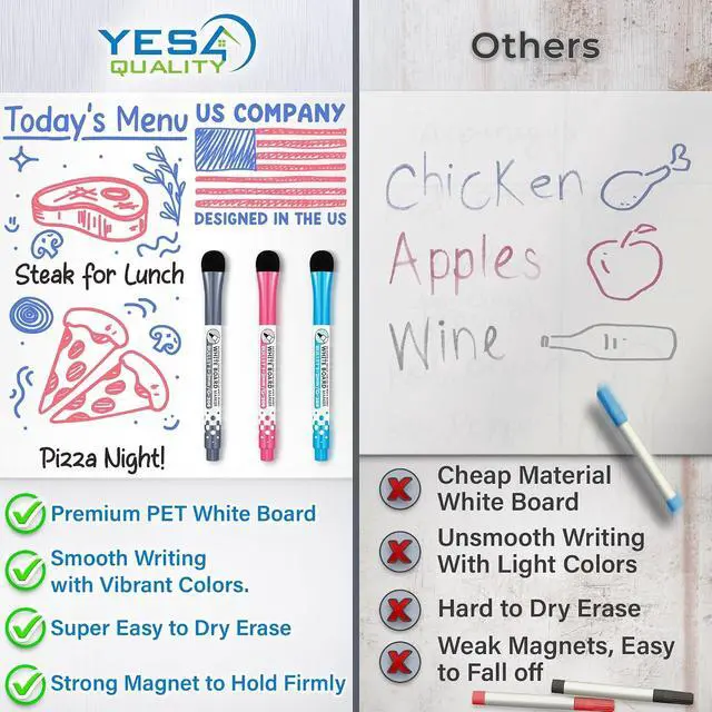 Alt view image 5 of 6 - 19x13 Magnetic Dry Erase White Board for Fridge w/ 3 Markers & Eraser