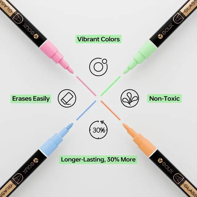 Alt view image 2 of 7 - YEOUX Dry Erase Markers for Glass Board, 4 Pack (Assorted-Neon)
