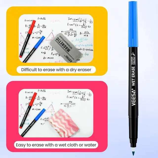 Alt view image 3 of 7 - VEESA Magnetic Wet Erase Markers, Ultra Fine Tip (0.7mm),12 Colors