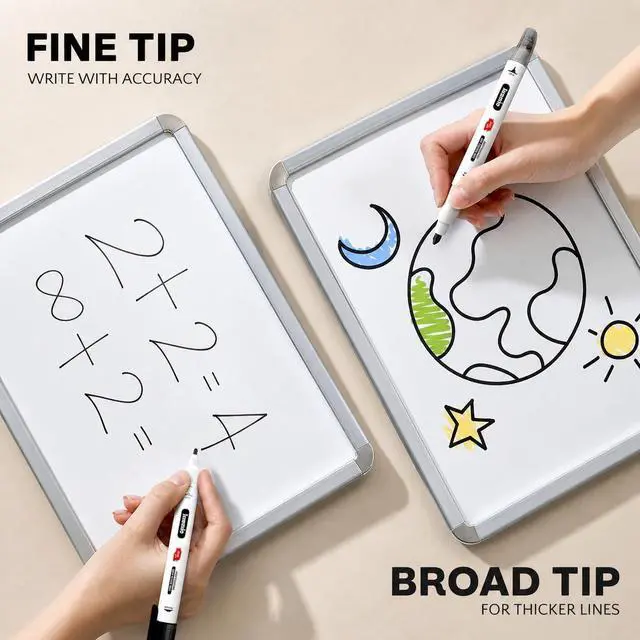 Alt view image 4 of 7 - inamio 12 Dry Erase Markers Dual Tip, Ultra Fine & Broad, Pastel & Classic
